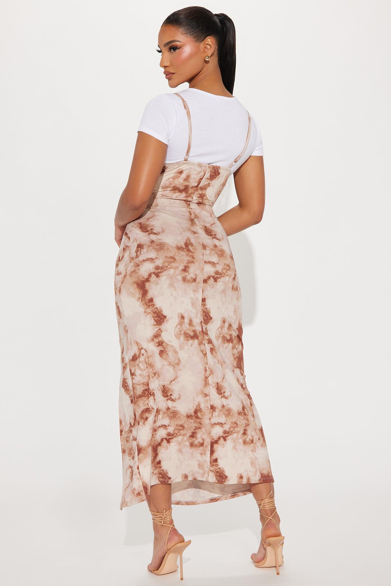 Ericka Printed Maxi Dress Set - Mocha/combo Product Image