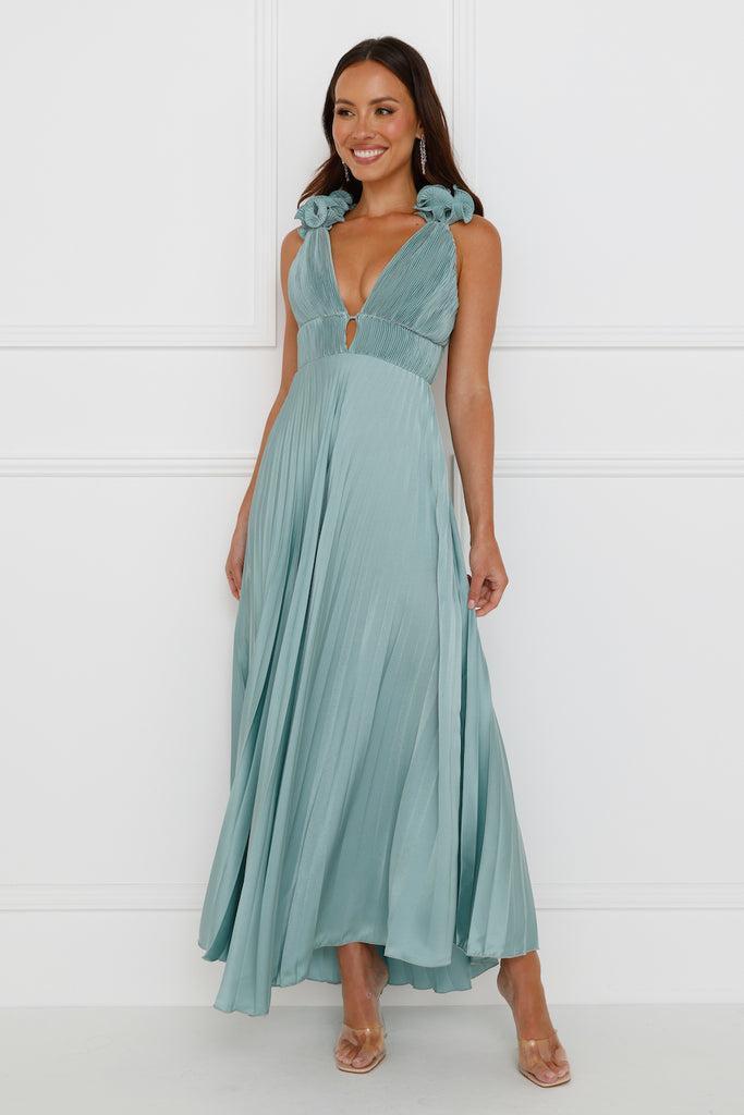 Something Special Satin Midi Dress Sage Product Image