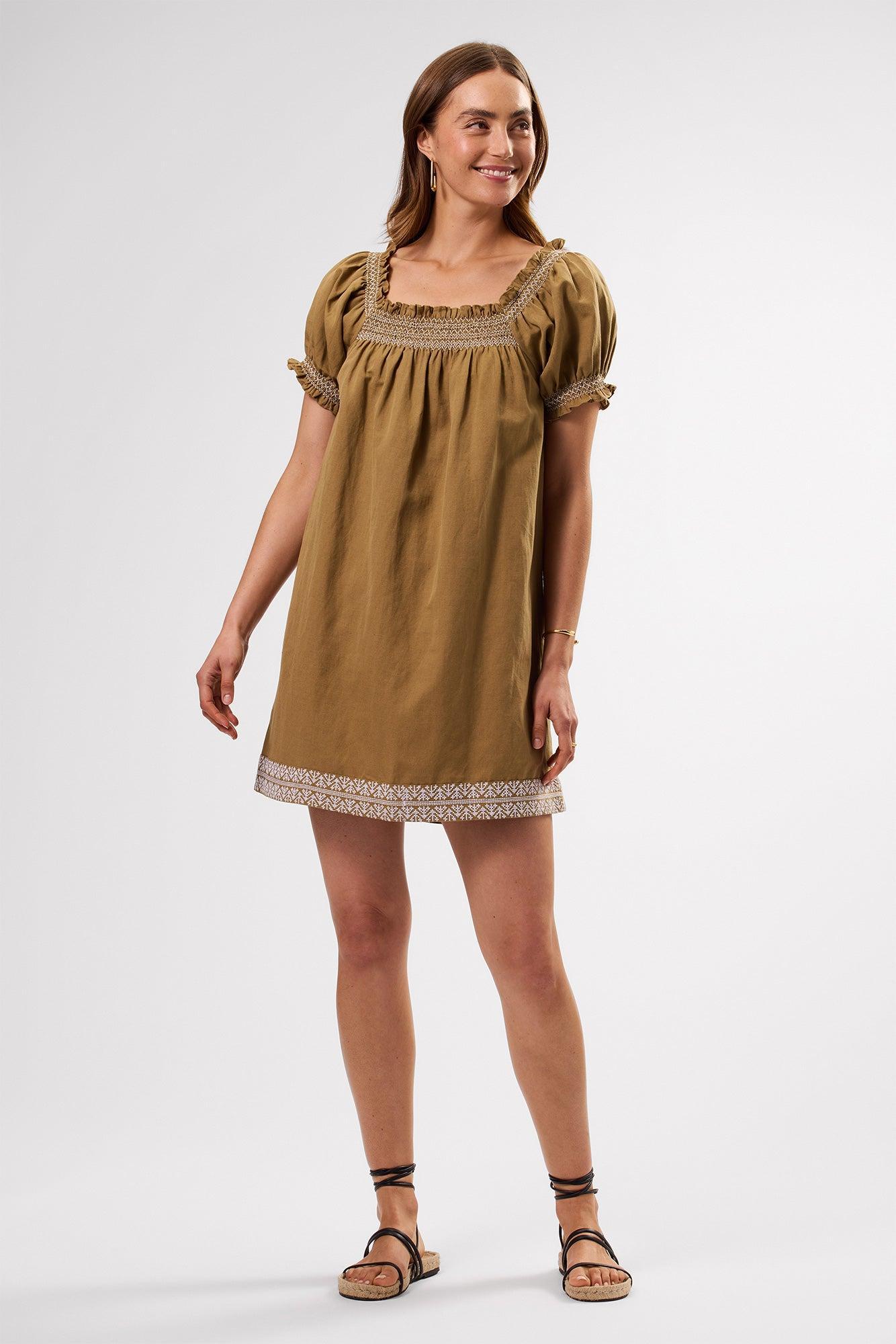 Smocked Embroidery Dress - Elm White Embroidery Product Image