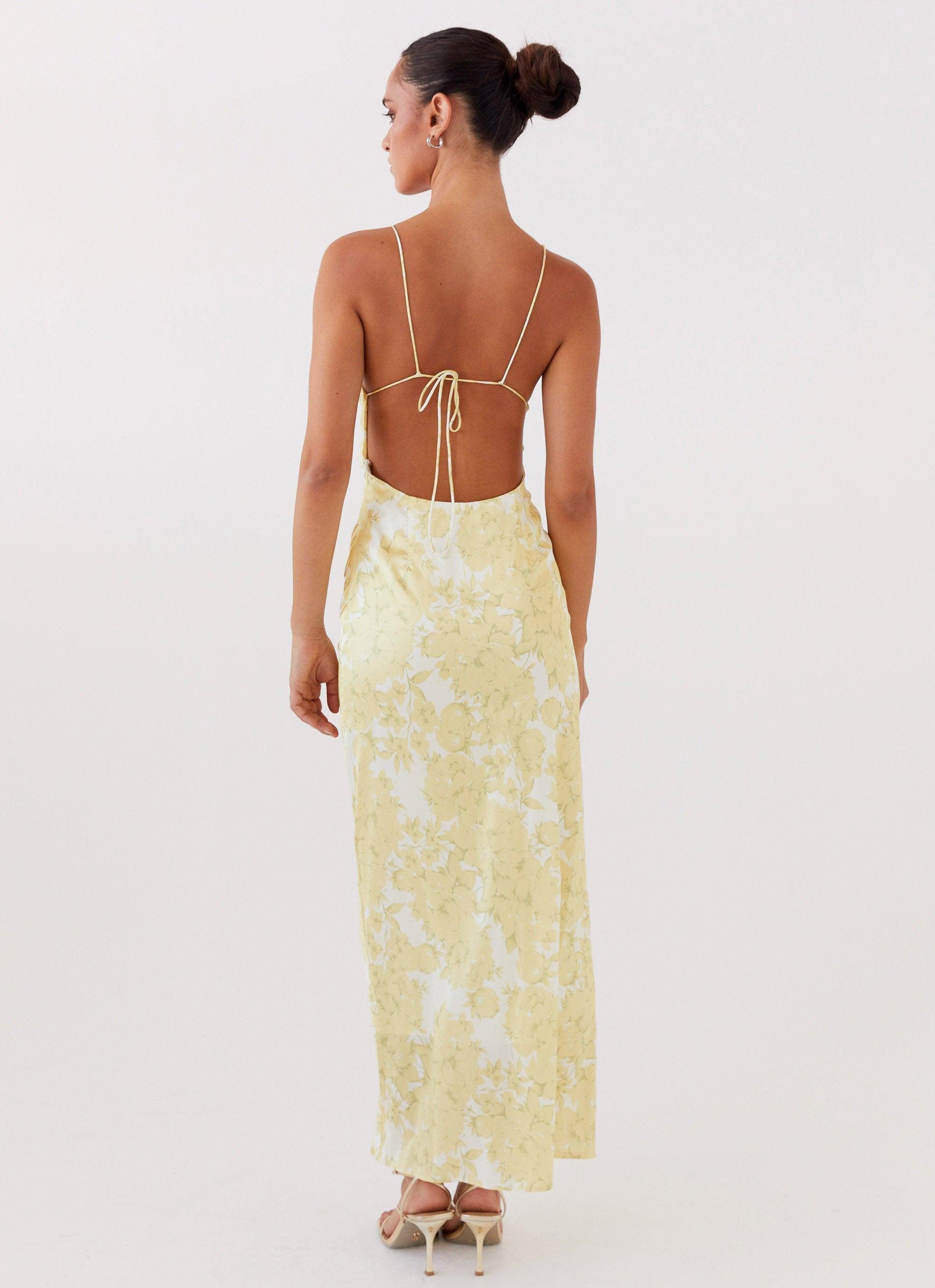 Coastal Escape Satin Maxi Dress - Daffodil Product Image