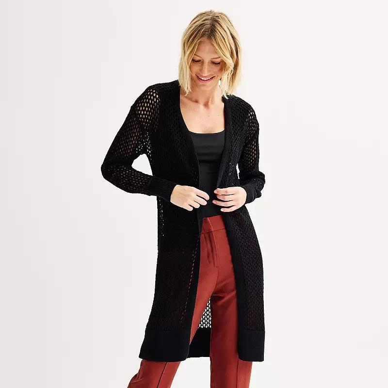 Womens Nine West Crochet Duster Cardigan Product Image