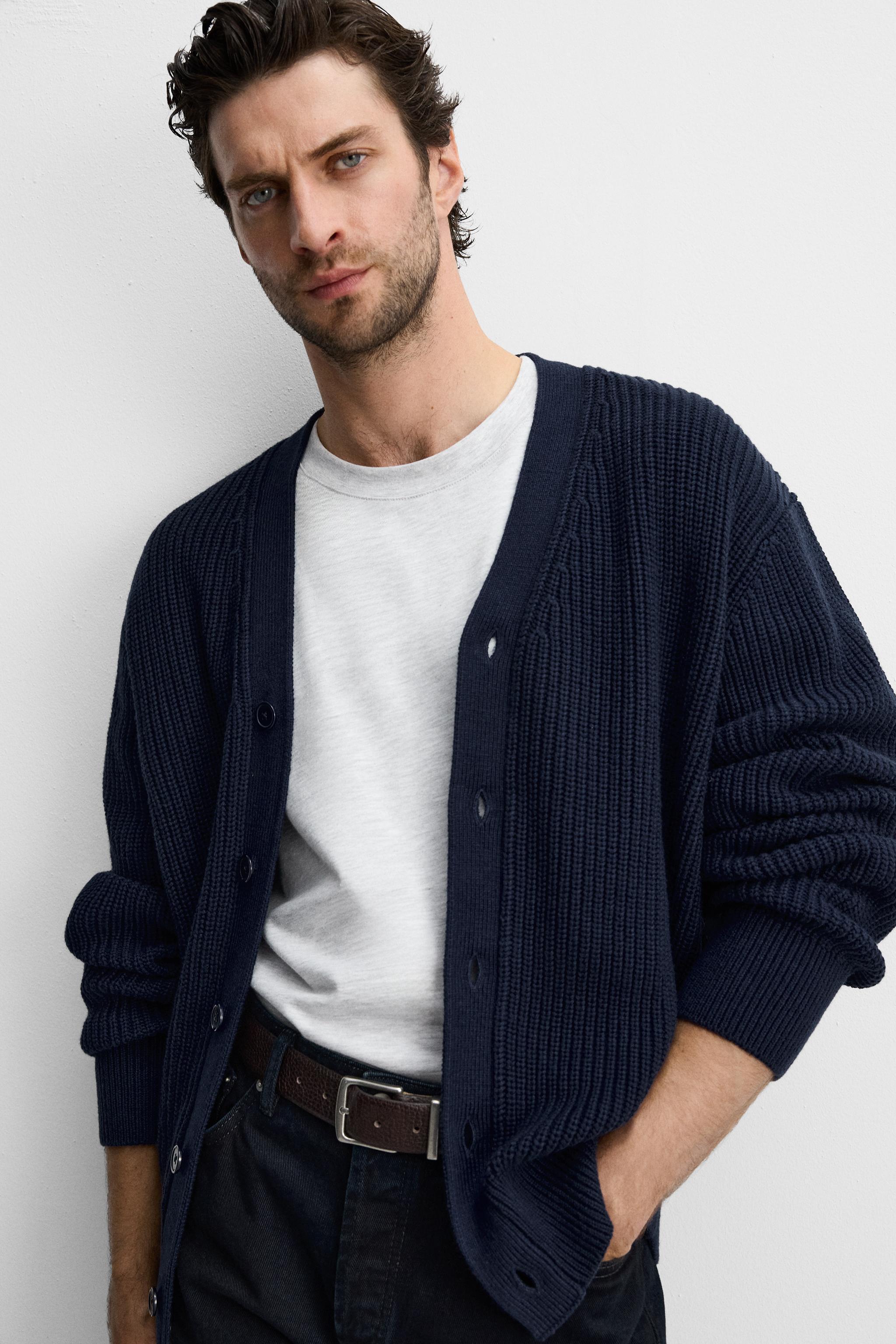 COTTON - WOOL RIB CARDIGAN Product Image