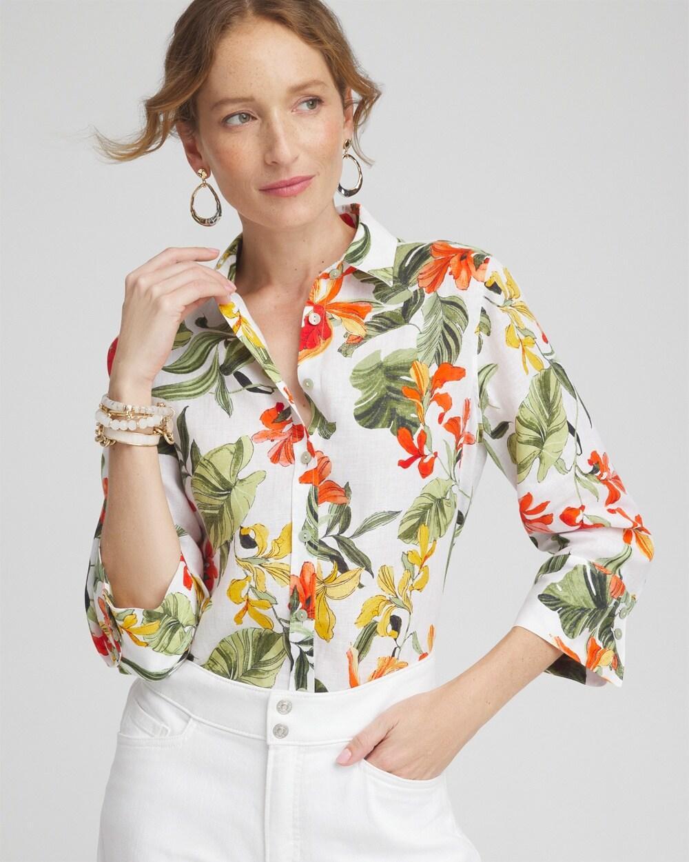 Women's No Iron Linen Orchid Shirt Product Image