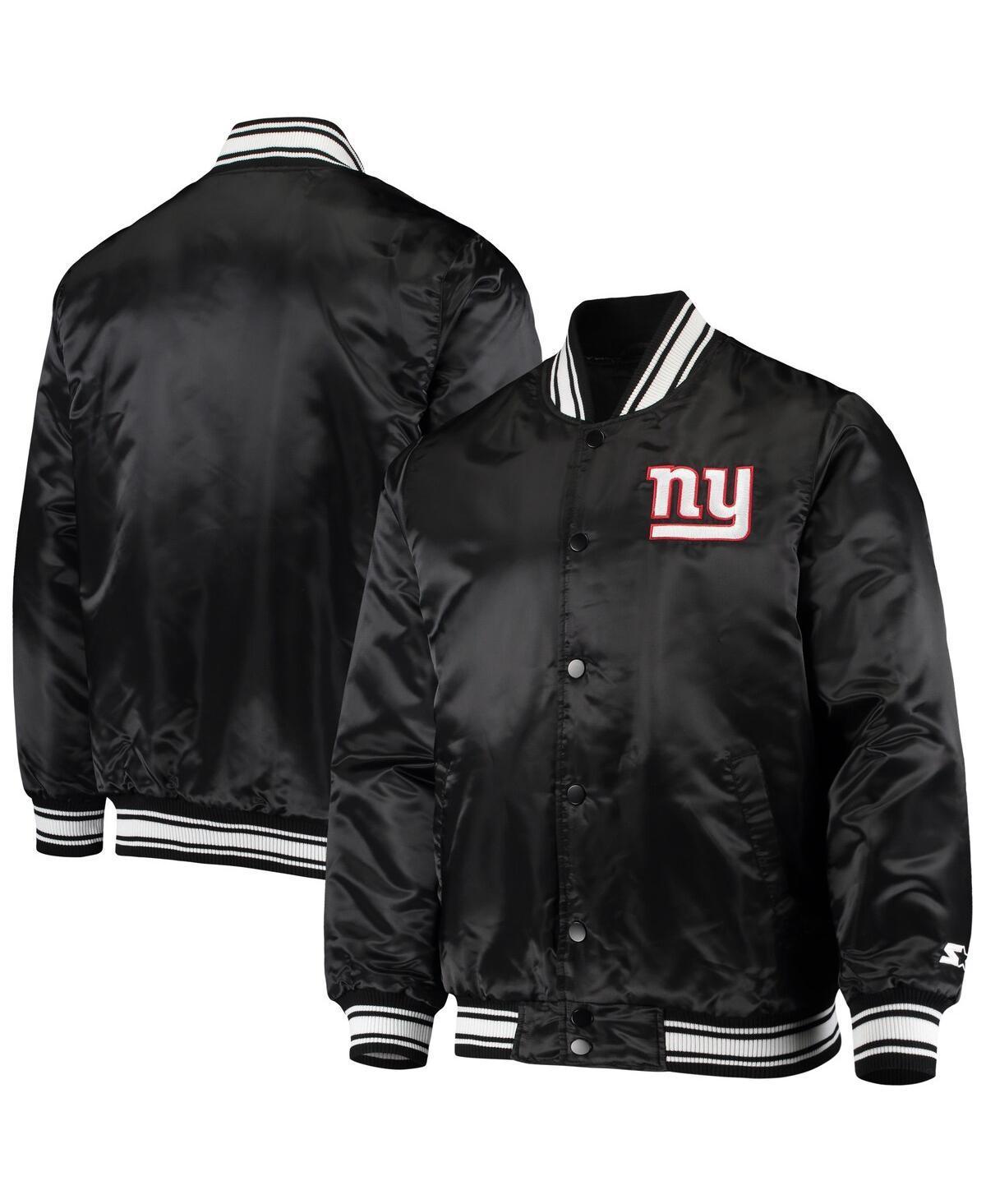 Mens Starter Black New York Giants Locker Room Satin Varsity Full-Snap Jacket Product Image