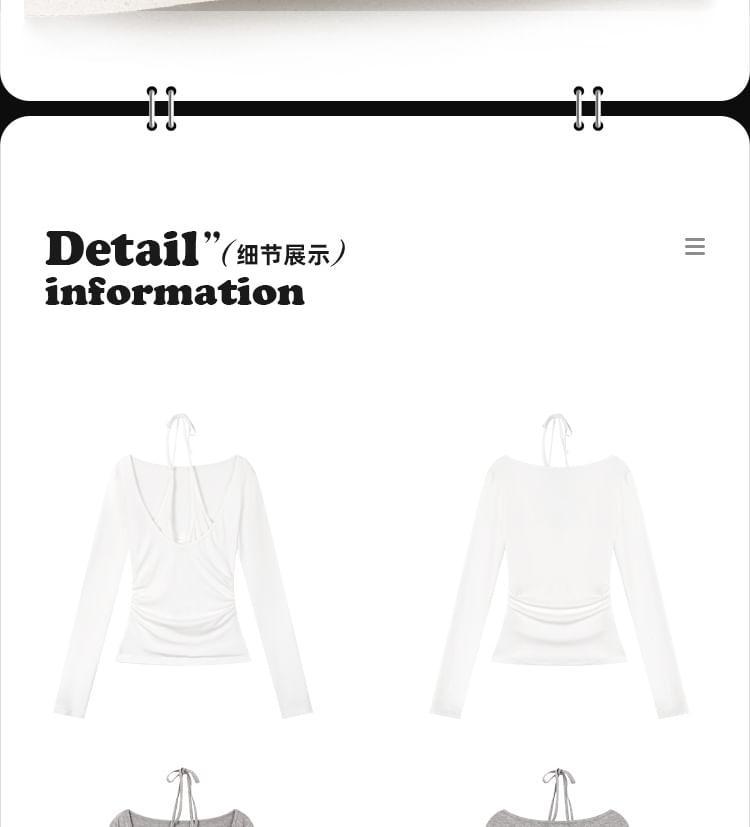 Mock Two-Piece Long-Sleeve Plain Top Product Image