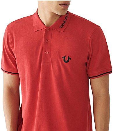 True Religion Short Sleeve Branded Collar Polo Shirt Product Image