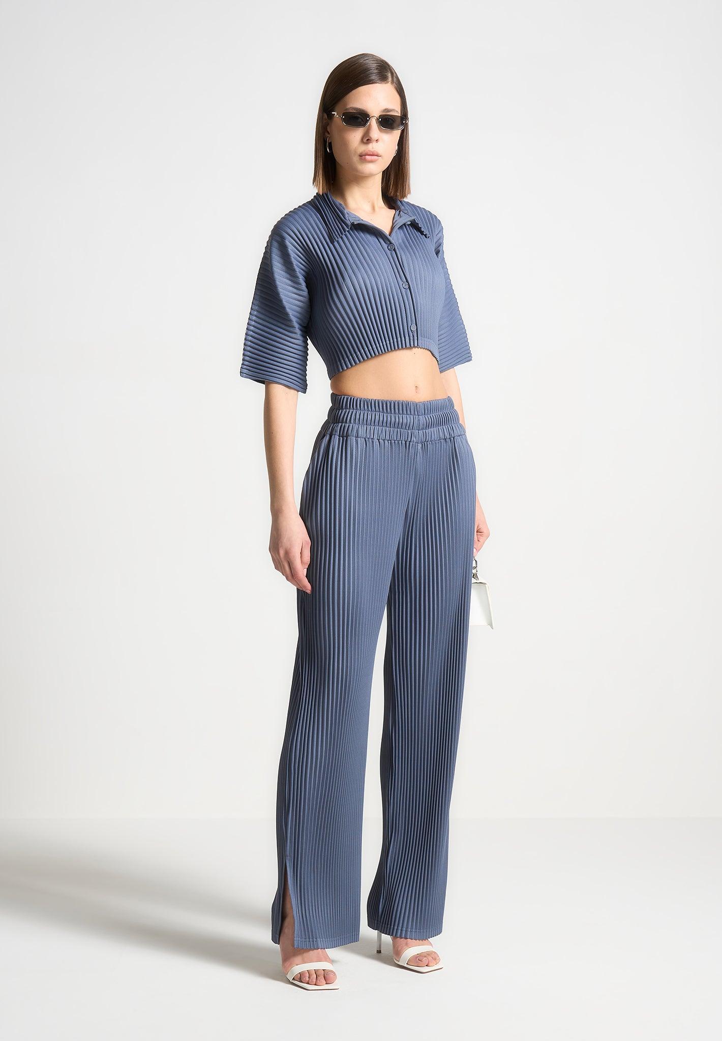 Pleated Trousers - Steel Blue Female product image