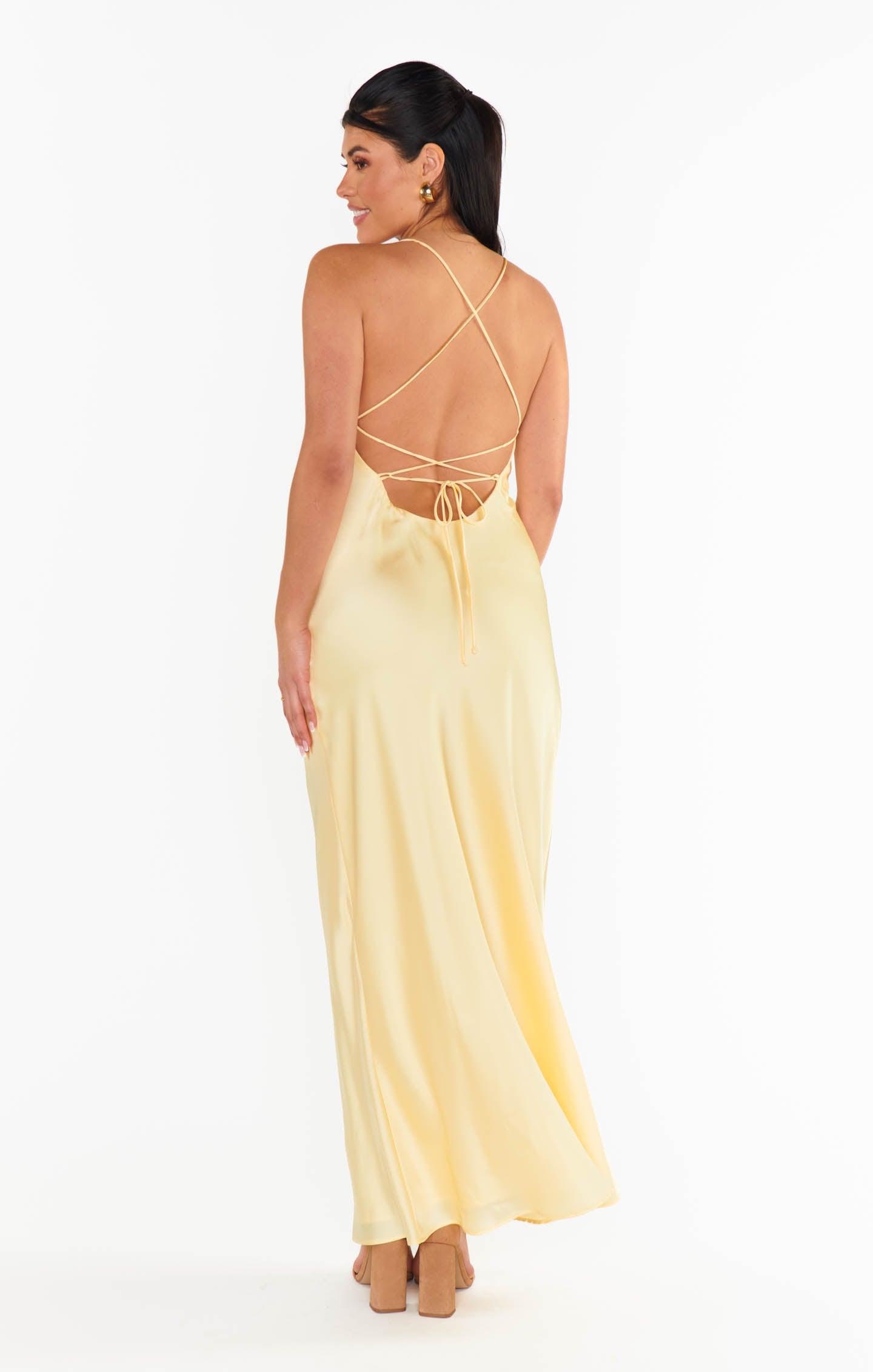 Dani Slip Dress ~ Pale Yellow Luxe Satin Product Image