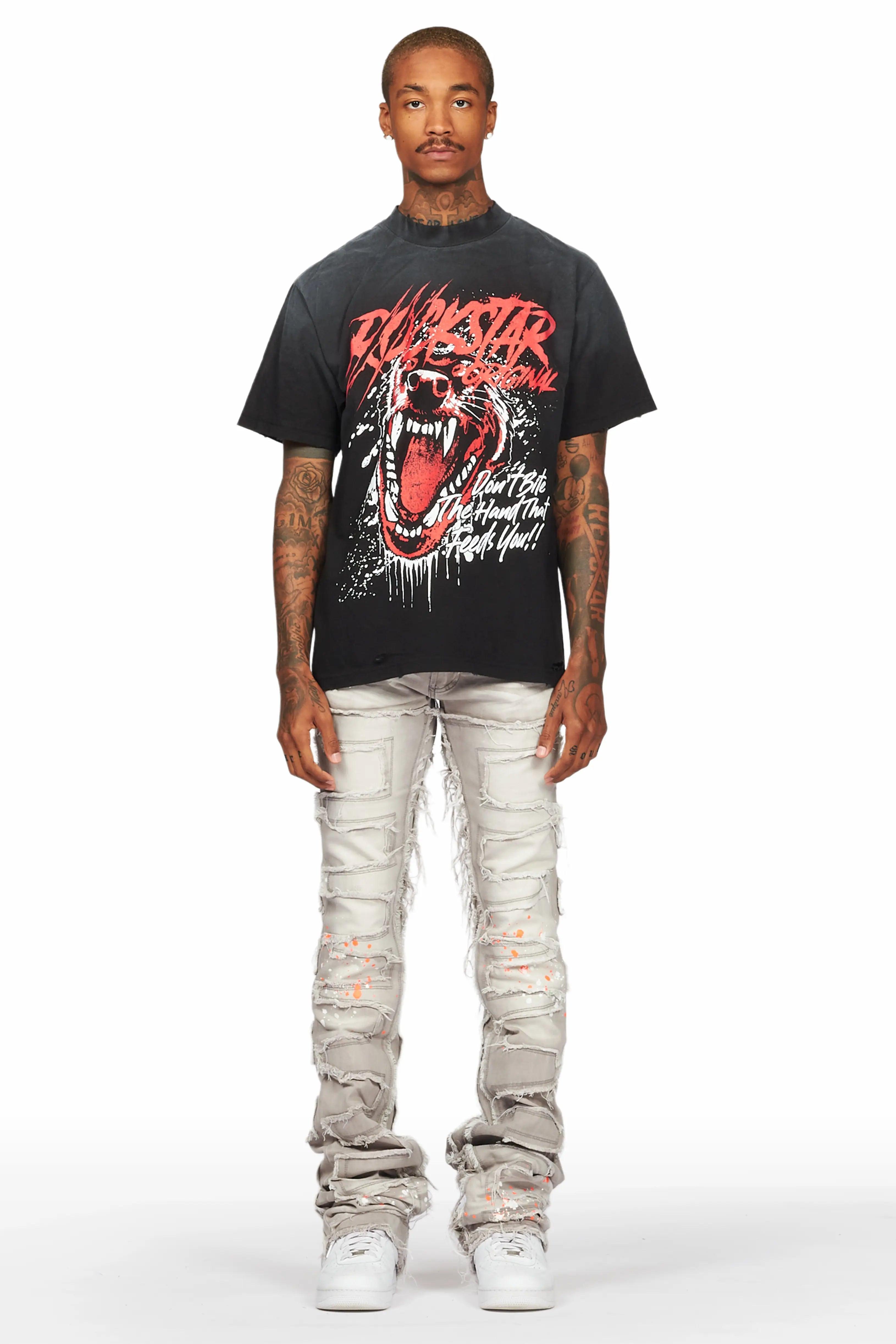 Macon Grey/Orange Painter Super Stacked Flare Jean Male Product Image