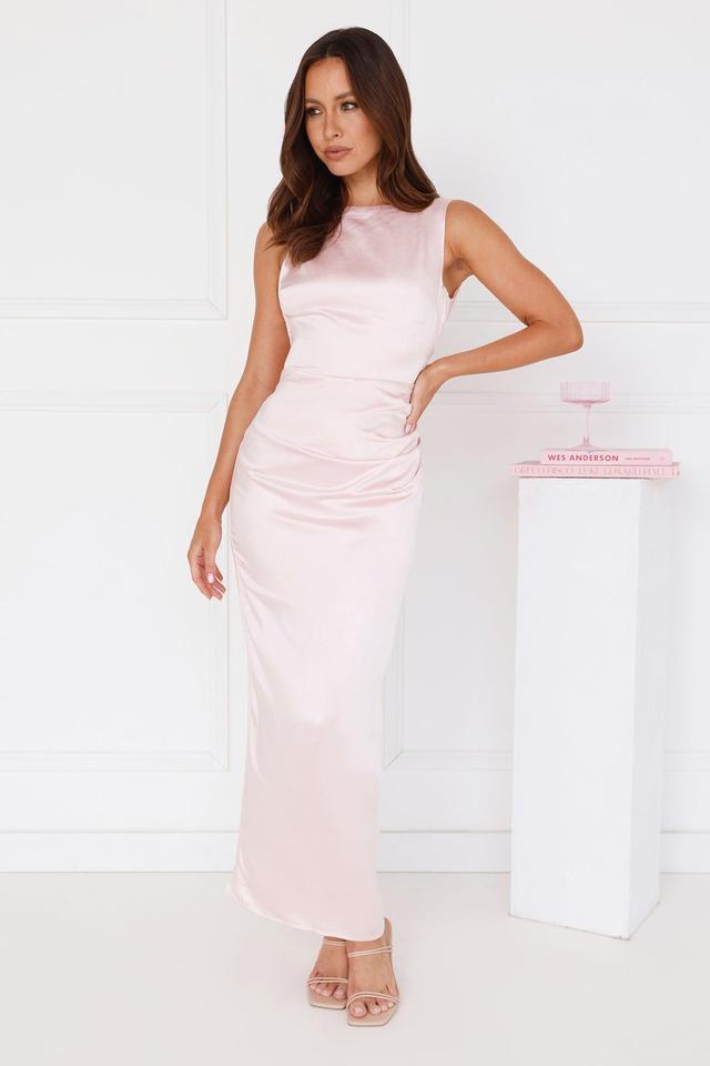 Twilight Affair Satin Maxi Dress Pink Product Image