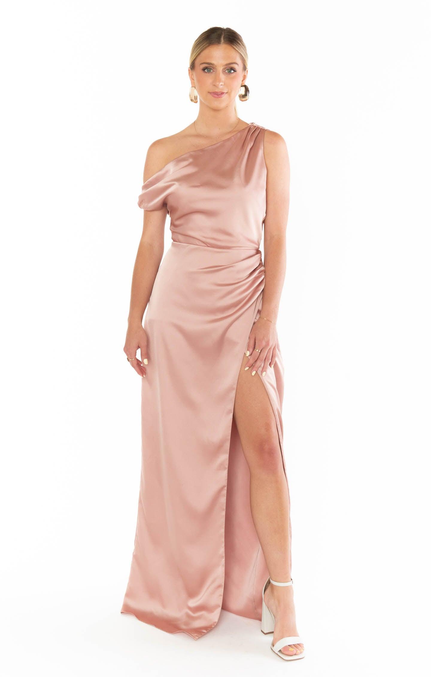 Jodie Dress ~ Rose Gold Luxe Satin Product Image