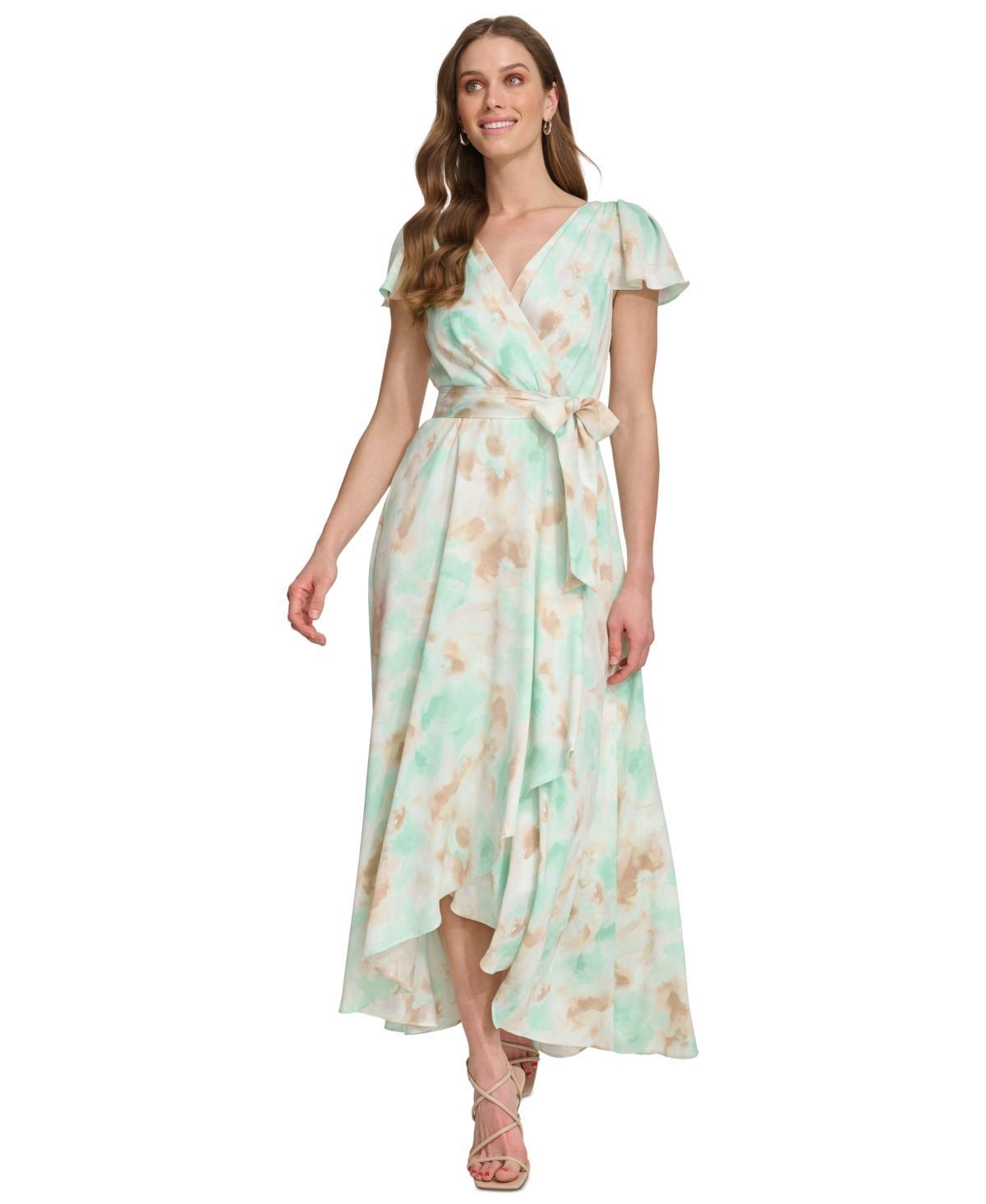 Dkny Womens Printed Faux-Wrap Gown Product Image