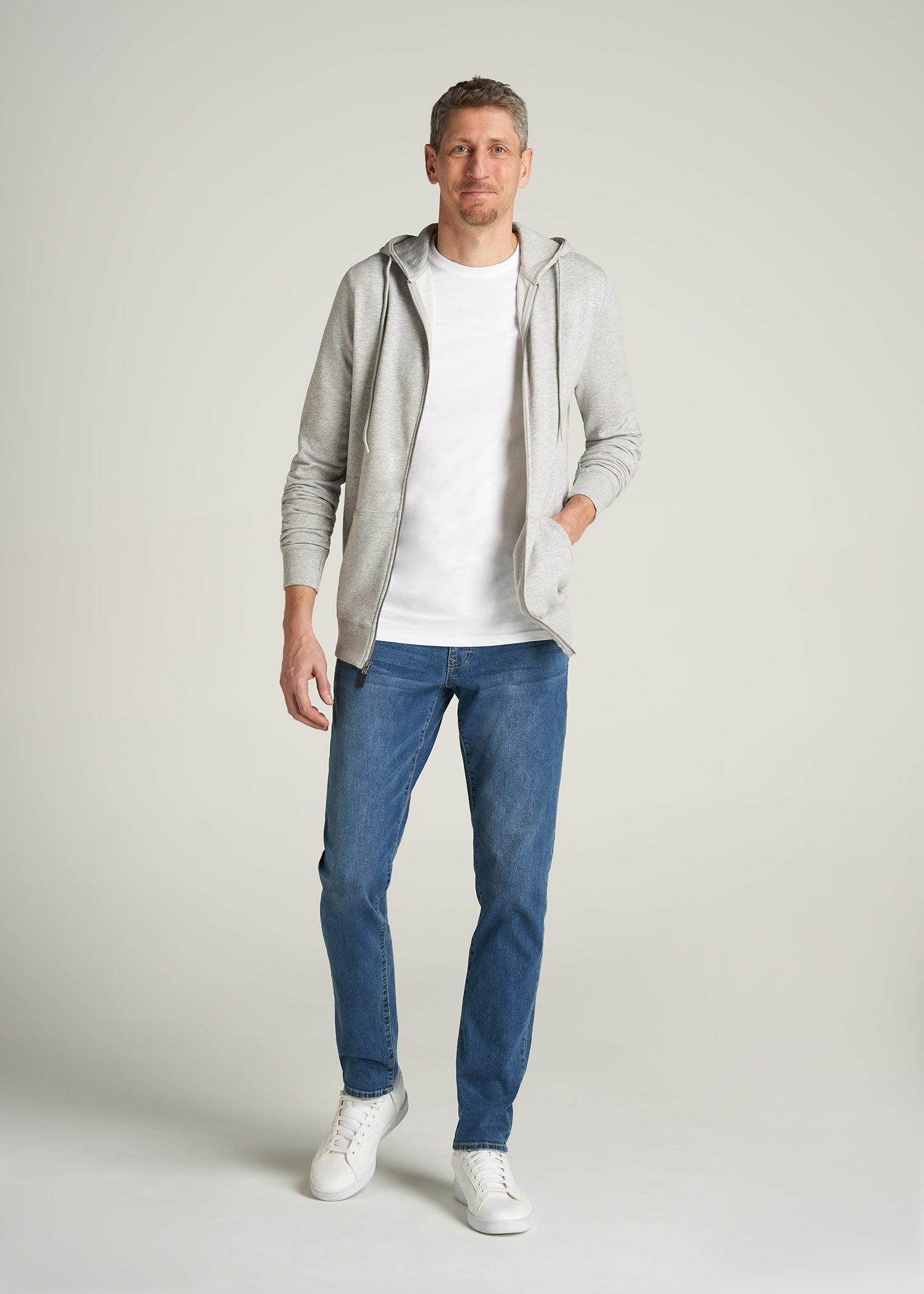 Wearever French Terry Full-Zip Men's Tall Hoodie in Grey Mix Product Image