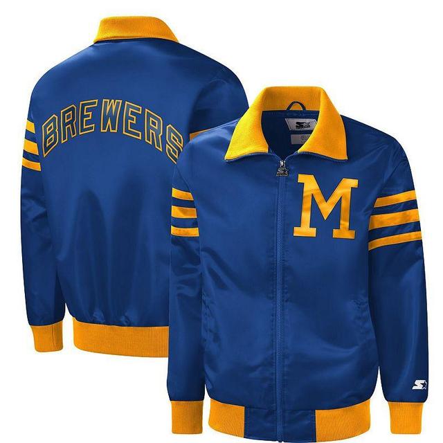 Mens Starter Royal Milwaukee Brewers The Captain III Full-Zip Varsity Jacket Product Image