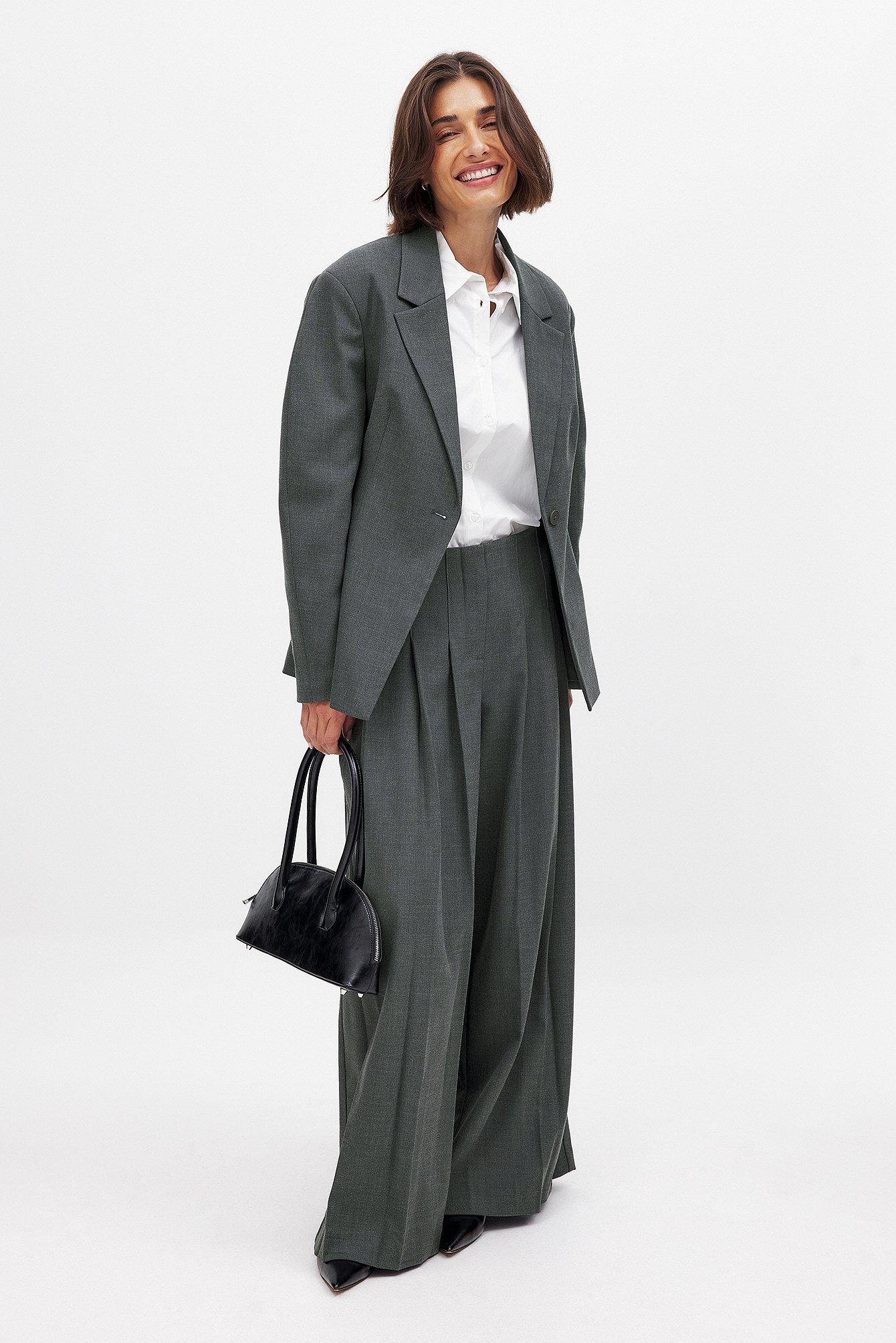 Pleat Detail Mid Waist Suit Trousers Product Image