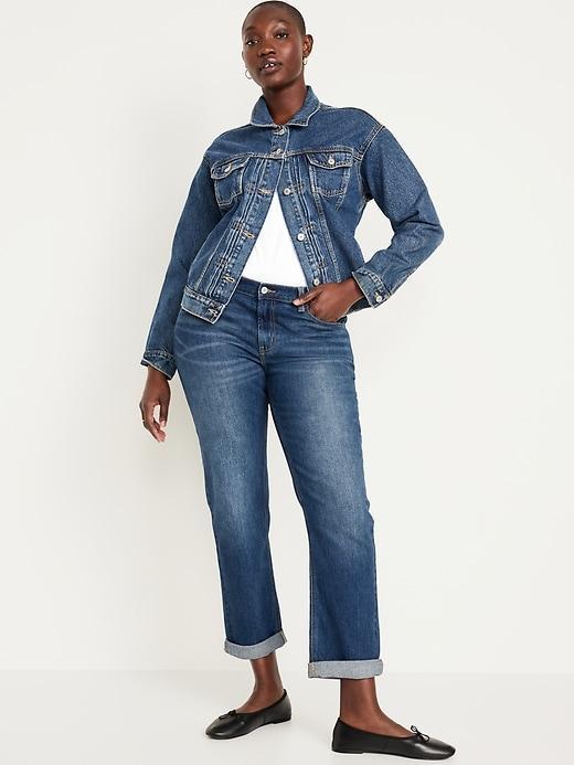 Mid-Rise Wow Boyfriend Straight Jeans Product Image