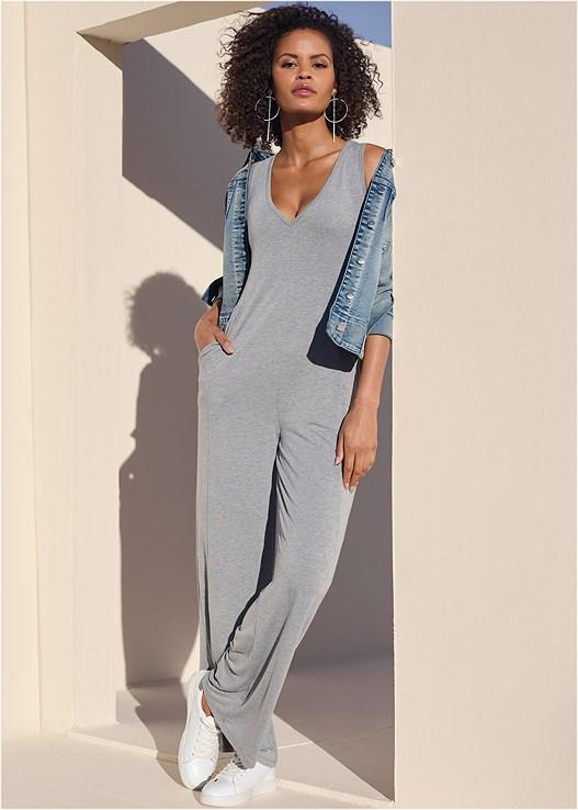 Relaxed V-Neck Jumpsuit Product Image