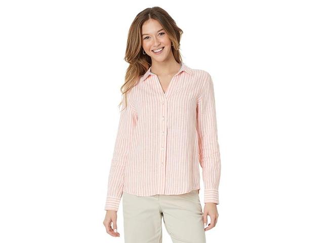 Tommy Bahama Ocean Surf Stripe LS Shirt (Passion Peach) Women's Clothing Product Image