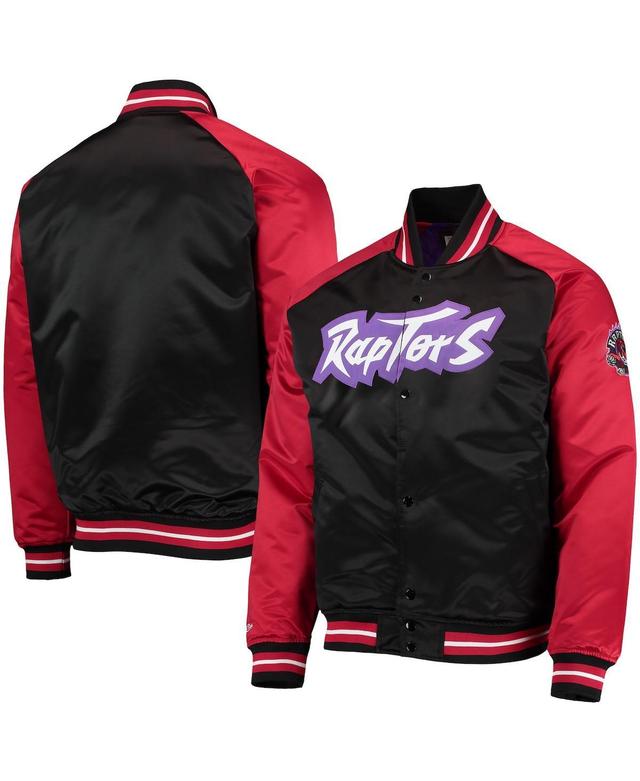 Mens Mitchell & Ness Black Toronto Raptors Hardwood Classics Reload 3.0 Raglan Full-Snap Satin Jacket - Black Product Image