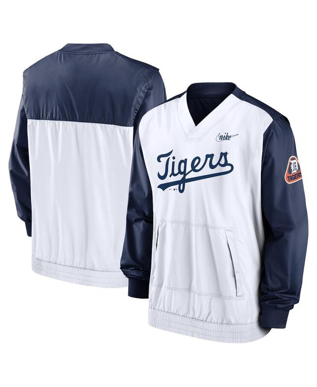 Mens Nike /White Detroit Tigers Cooperstown Collection V-Neck Pullover Windbreaker Blue Product Image