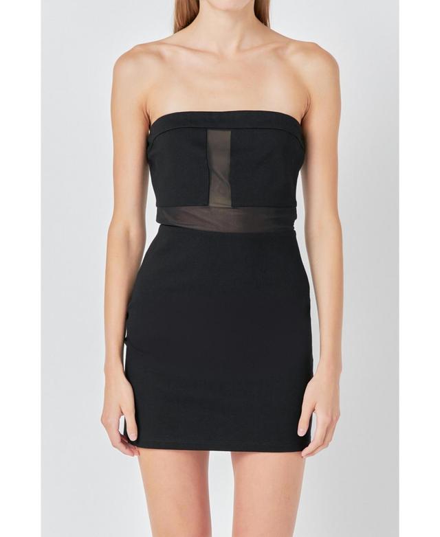 Grey Lab Womens Strapless Mesh Mini Dress Product Image