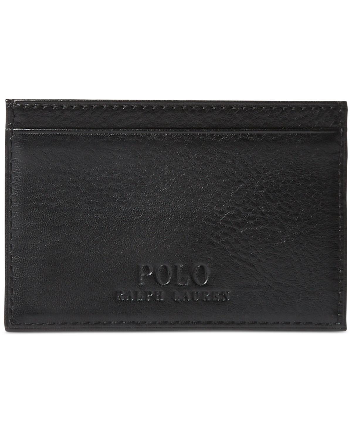 POLO RALPH LAUREN Men's Pebbled Leather Card Case In Black Product Image