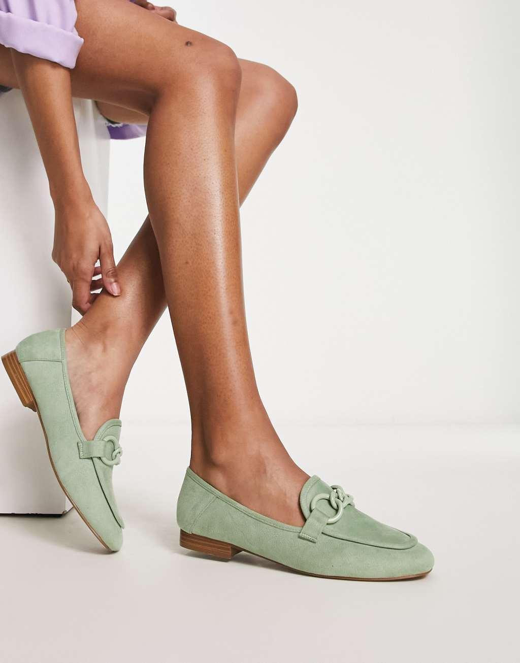 ASOS DESIGN Modern loafer with chain in sage green Product Image