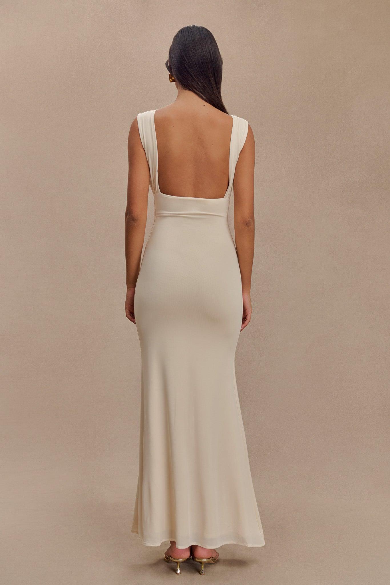 Malia Slinky Ruched Maxi Dress - Ivory Product Image