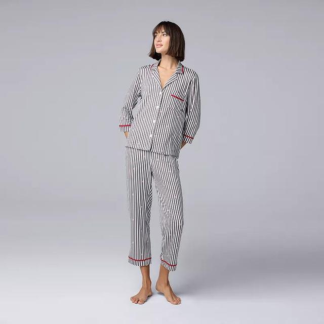 Womens Simply Vera Vera Wang 3/4-Sleeve Pajama Top & Crop Pajama Pants Set Product Image