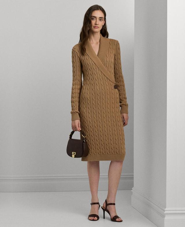 Lauren Ralph Lauren Womens Cable-Knit Buckle-Trim Sweater Dress Product Image