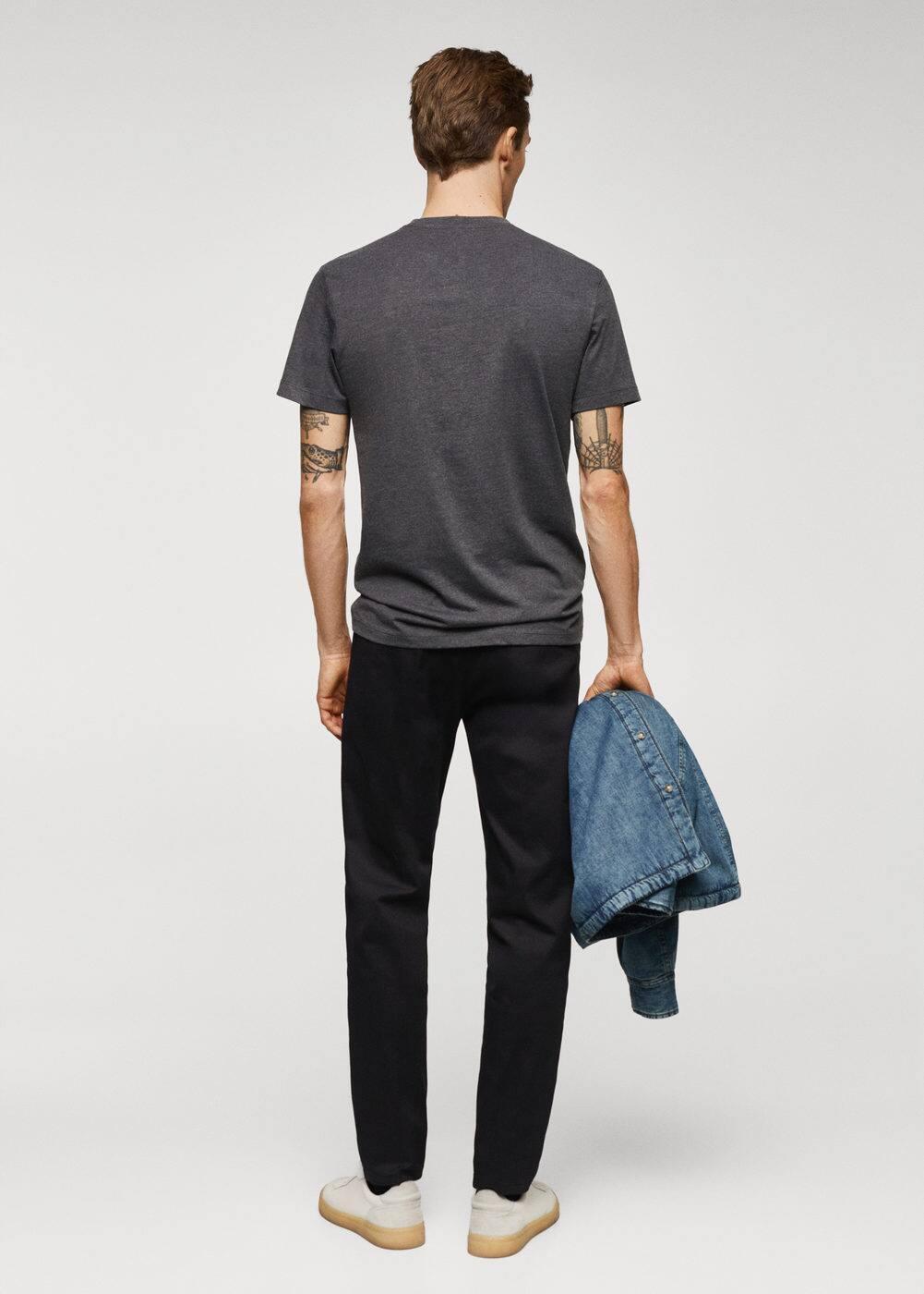 MANGO MAN - Basic cotton stretch T-shirt charcoalMen Product Image