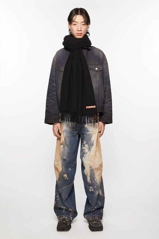 Fringe wool scarf - oversized Product Image