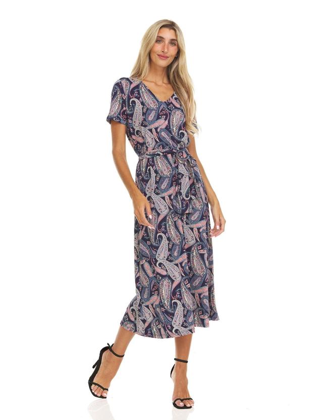 Women's Printed Belted Midi Dress Product Image