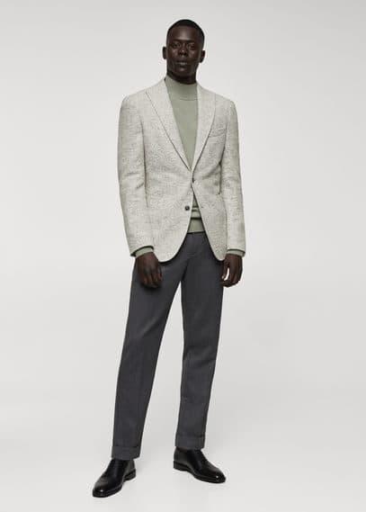 MANGO MAN - Virgin wool jacket in houndstooth wool beigeMen Product Image