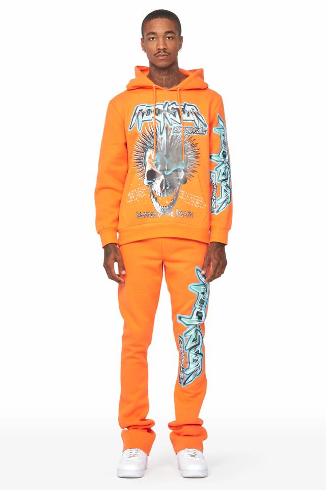 Obern Orange Graphic Hoodie/Stacked Flare Pant Track Set Male Product Image