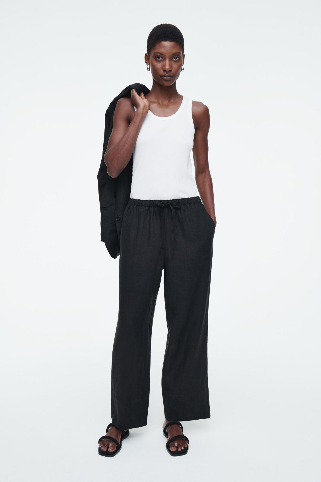 DRAWSTRING LINEN TROUSERS Product Image