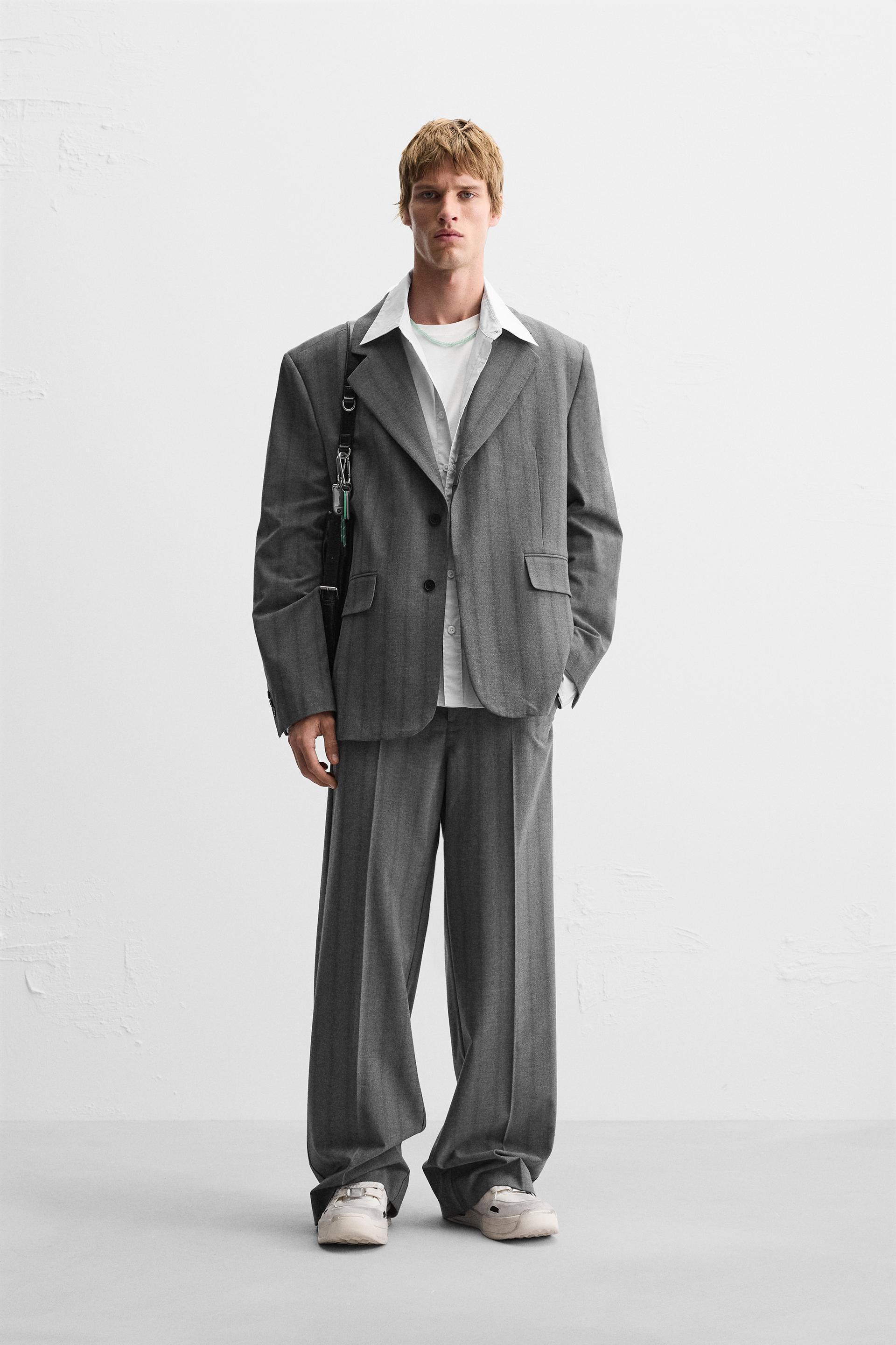 WIDE FIT STRIPED SUIT PANTS product image