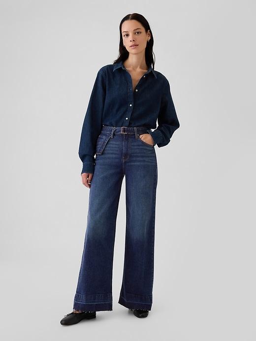 High Rise Stride Belted Wide-Leg Jeans product image