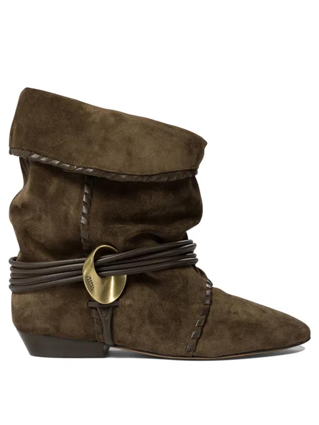 Strap Around Ankle Boots In Brown Product Image