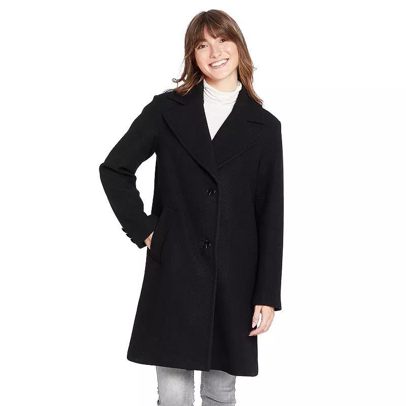 Womens Nine West Large Notch Collar Front Button Coat Product Image