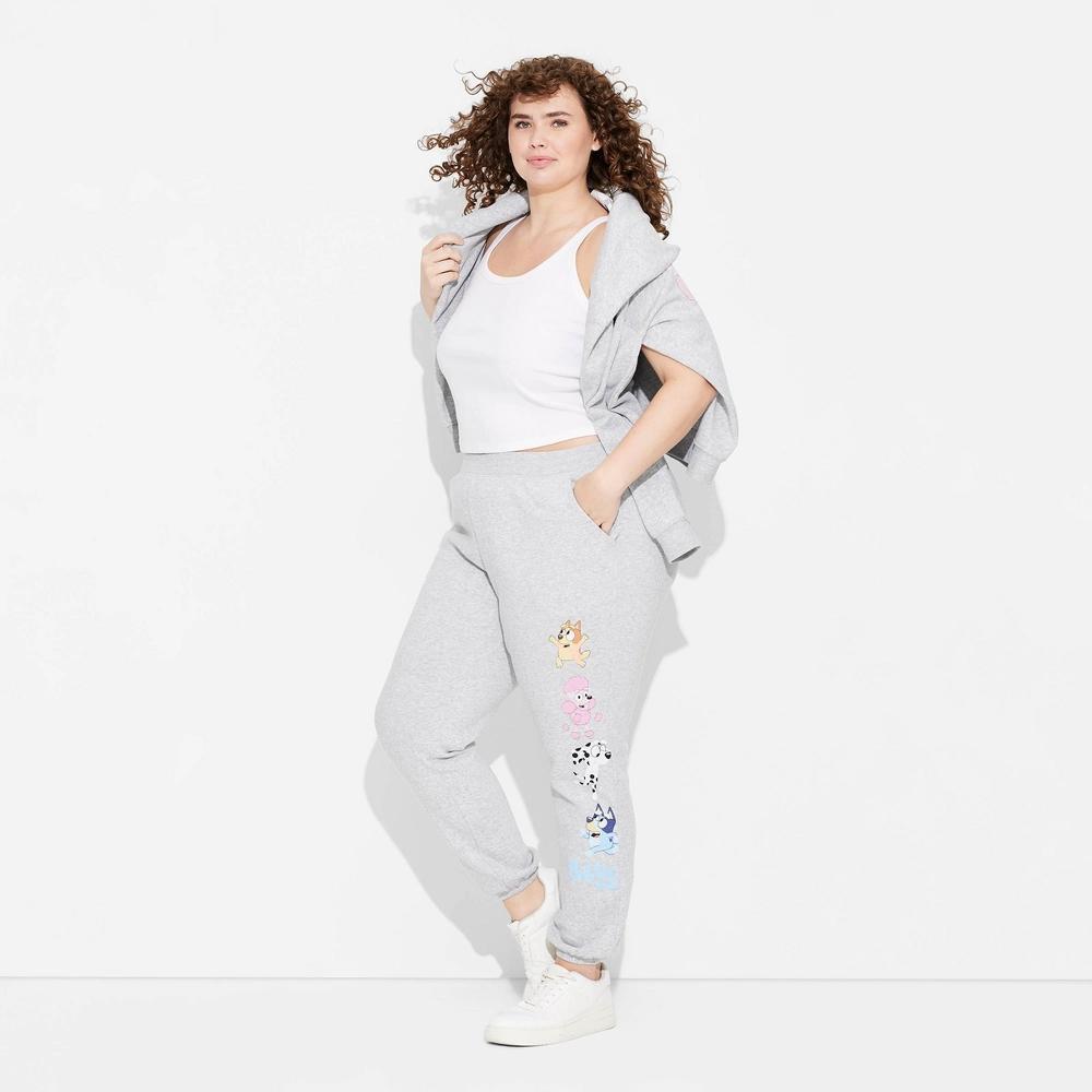 Women's Bluey and Friends Graphic Pants - Heather Gray 2X Product Image