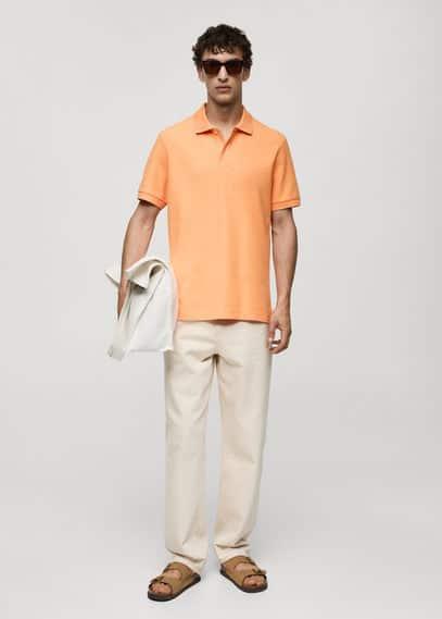 MANGO MAN - 100% cotton pique polo shirt pastel orangeMen Product Image