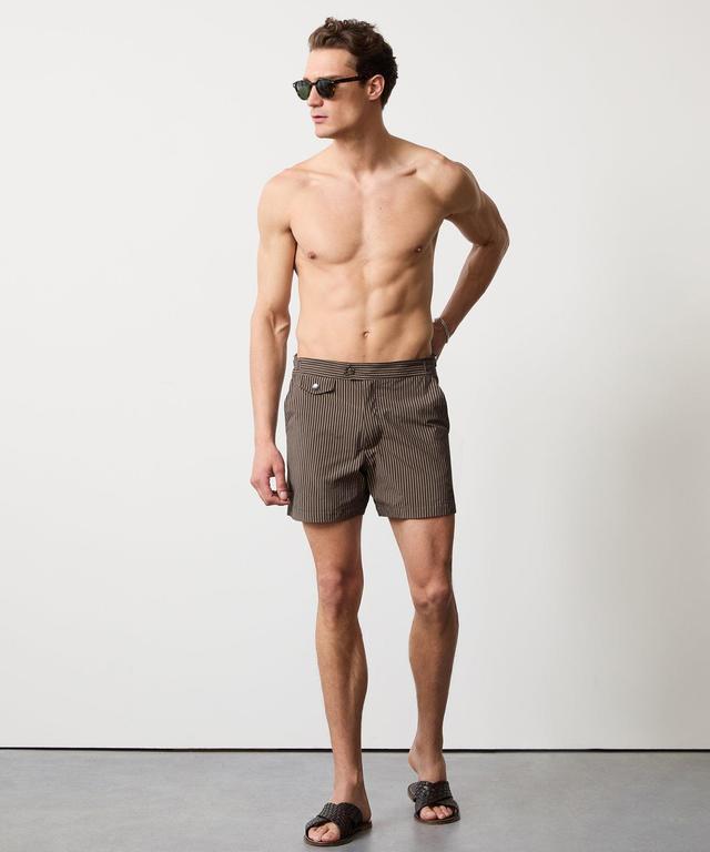 Riviera Swim Short in Olive Pinstripe Product Image