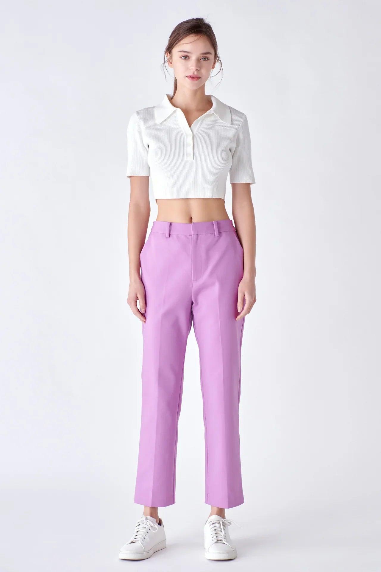 Lilac Slim Cigarette Trousers Product Image