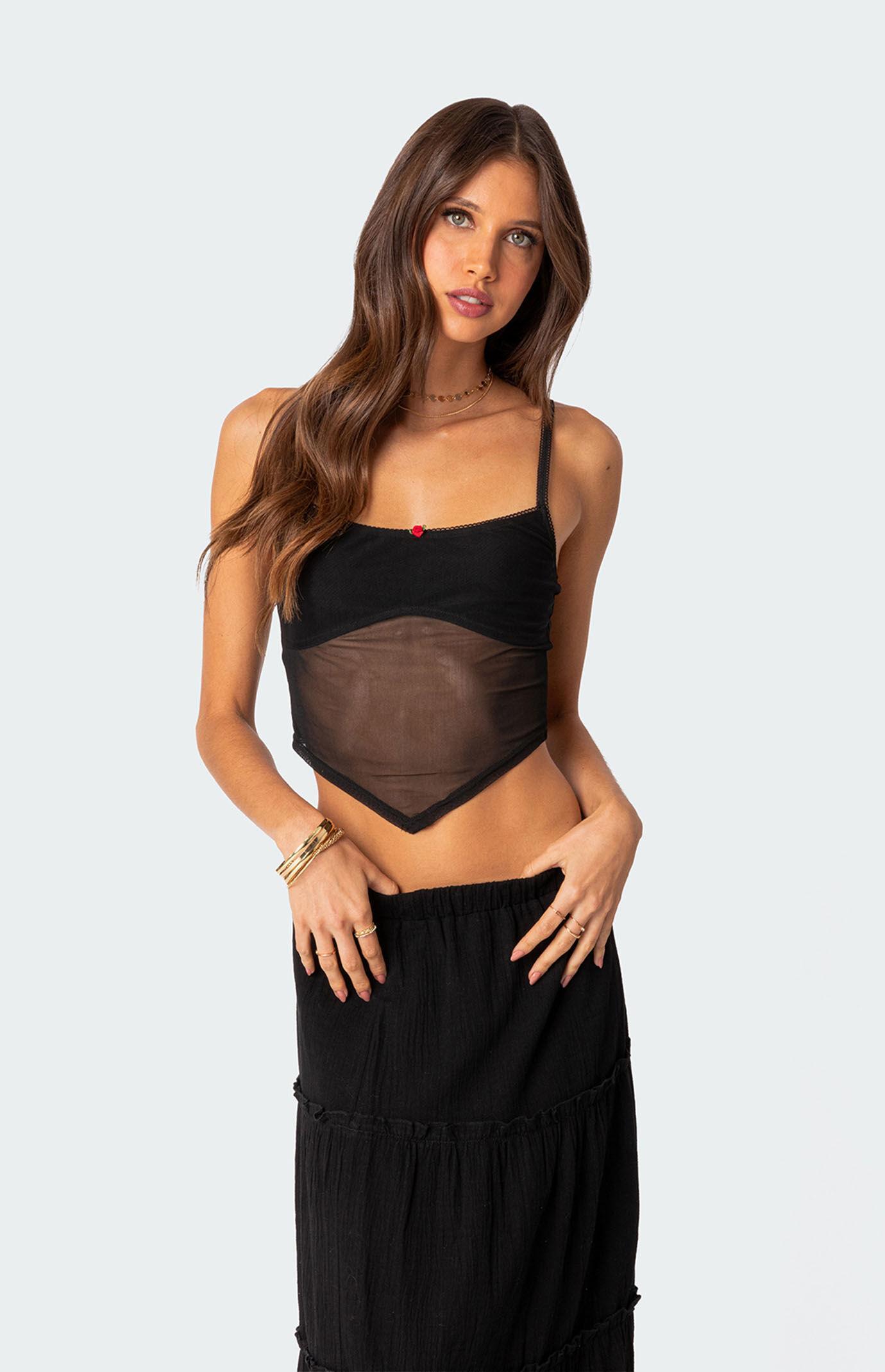 Edikted Women's Cressida Sheer Mesh Tank Top Product Image