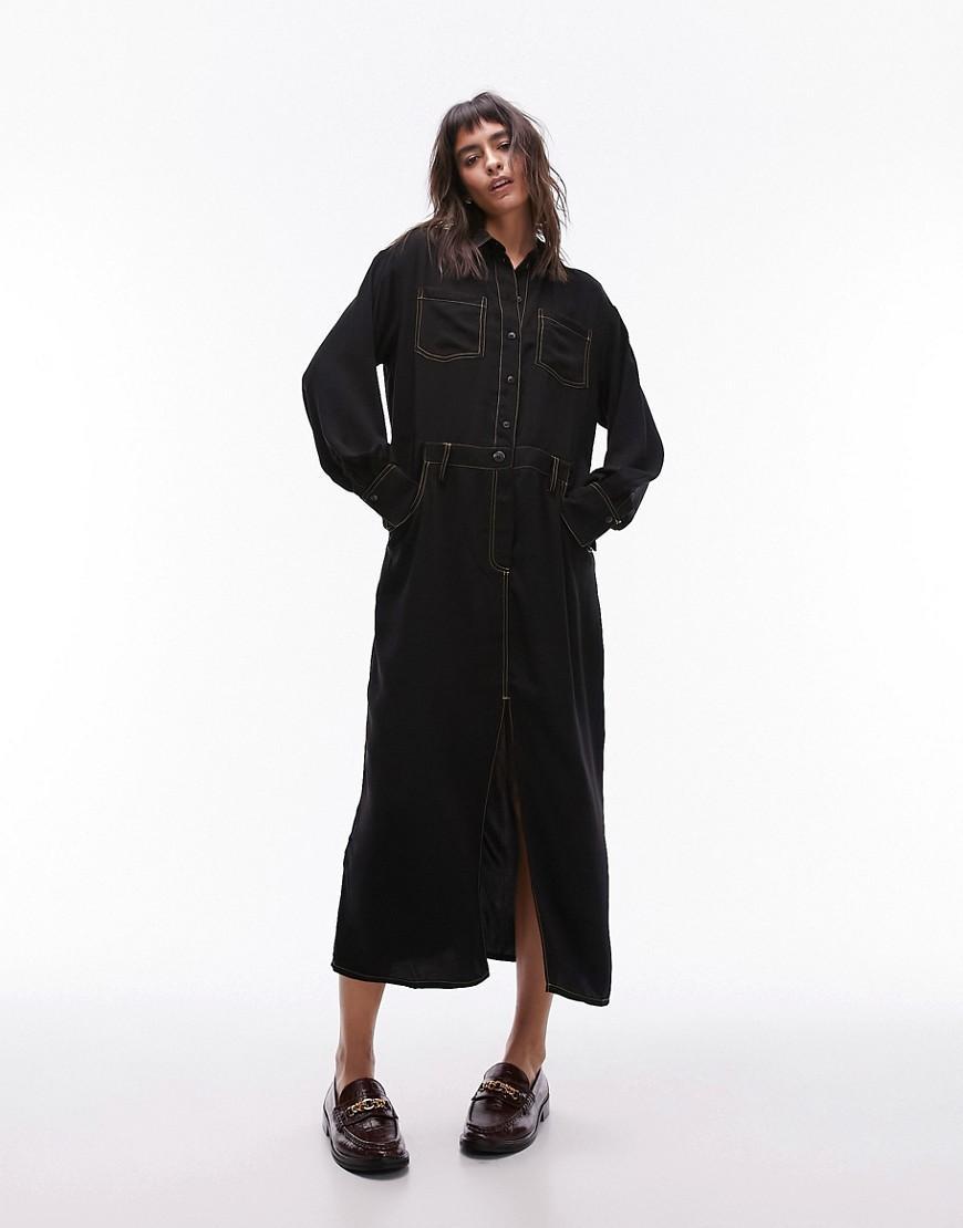 Topshop utility contrast top stitch shirt dress Product Image