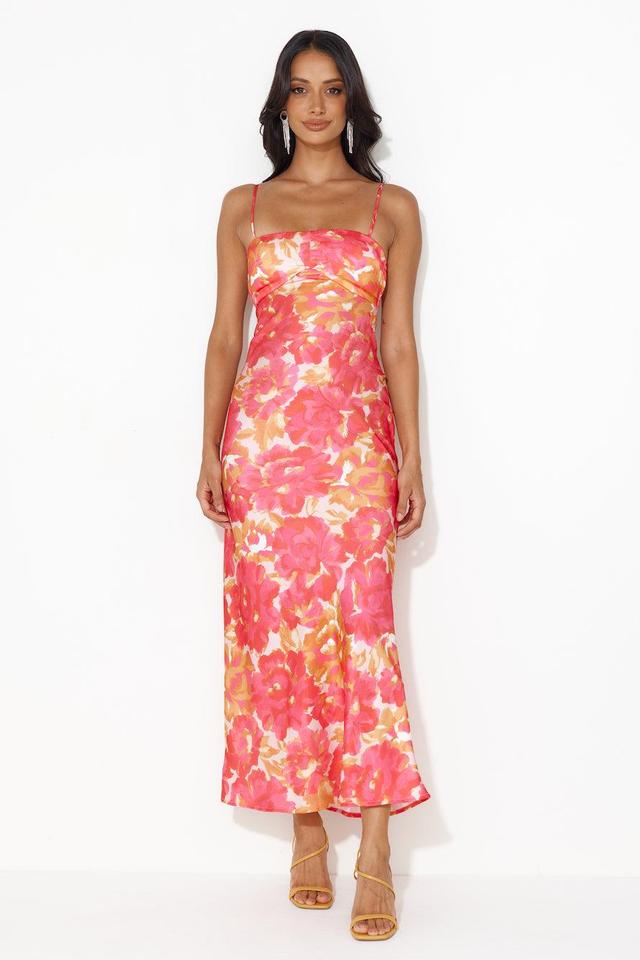 Vacations With You Satin Maxi Dress Pink Product Image