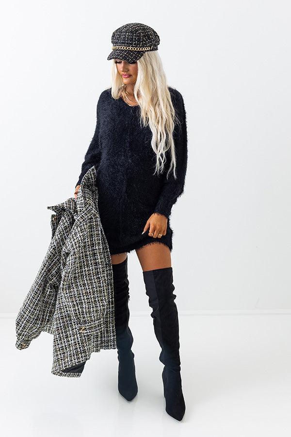 Tres Cozy Sweater Dress In Black Product Image