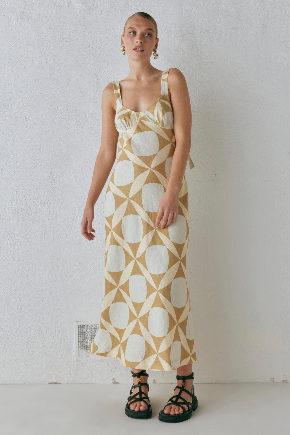 Talia Linen Midi Dress Scope Product Image