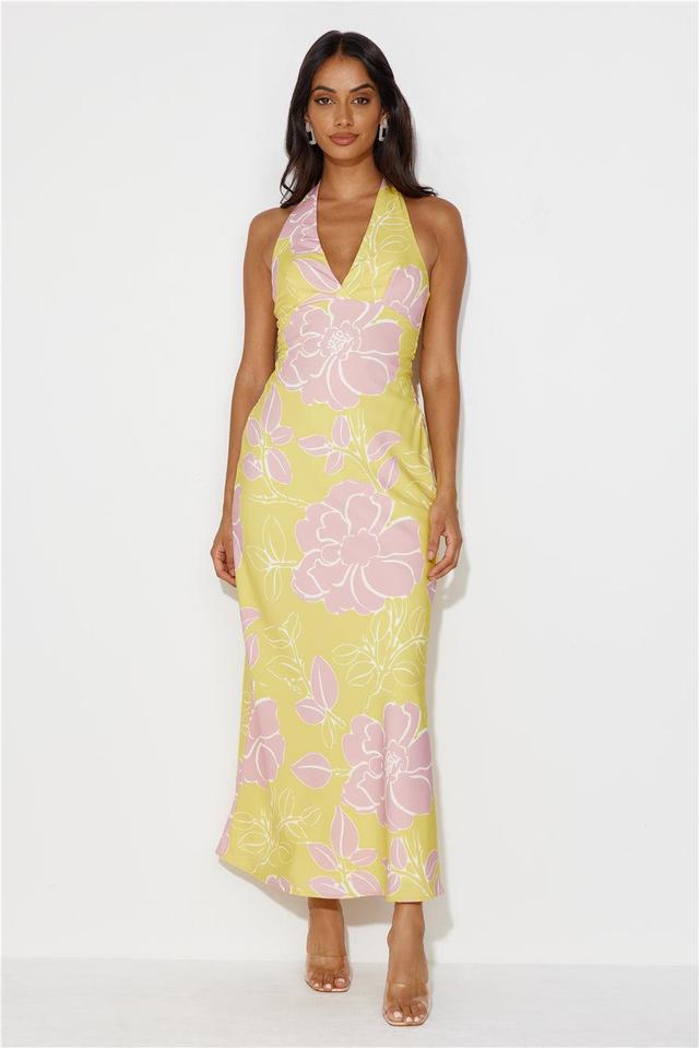 Oasis Hour Halter Maxi Dress Yellow Product Image